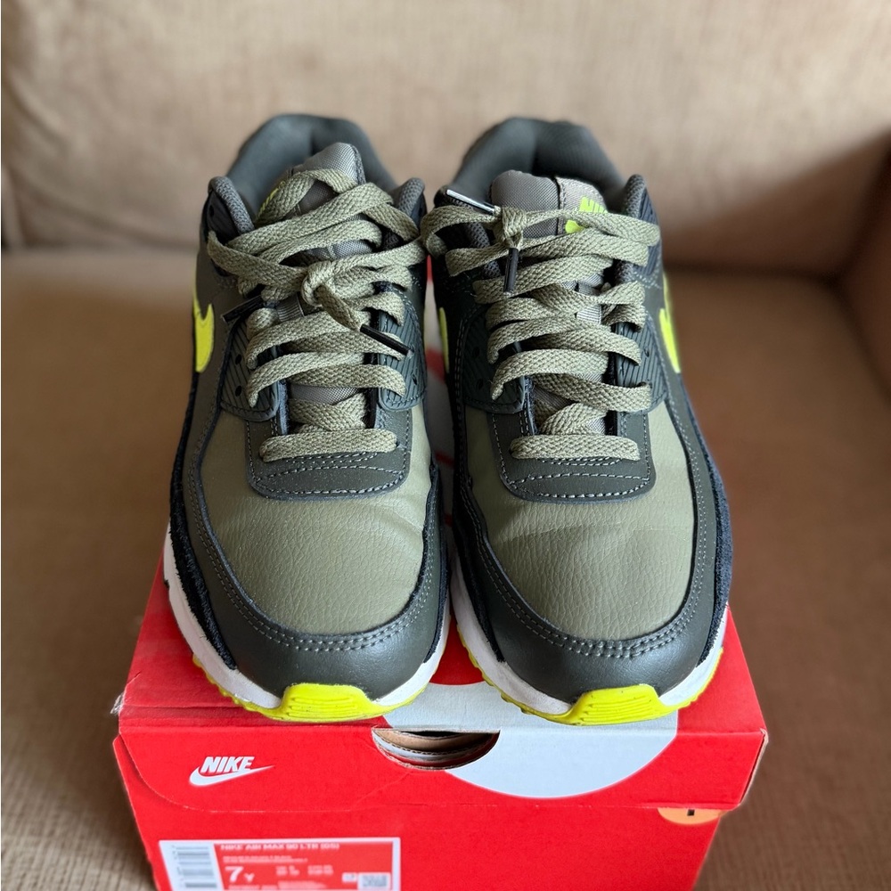 Nike Kids Olive Green & Neon Yellow Sneakers